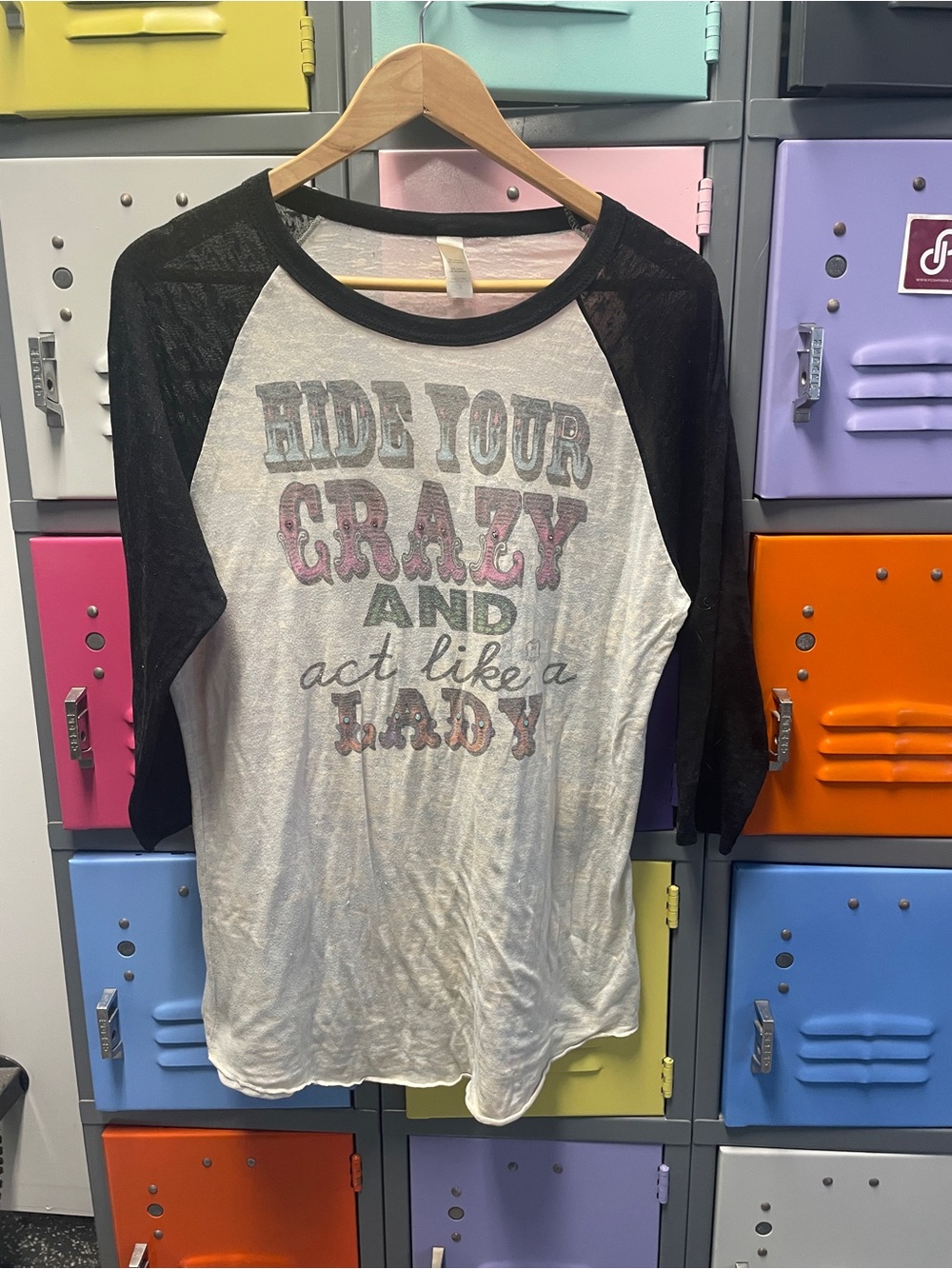 Hide Your Crazy Alternative Black & White Graphic Tee, L